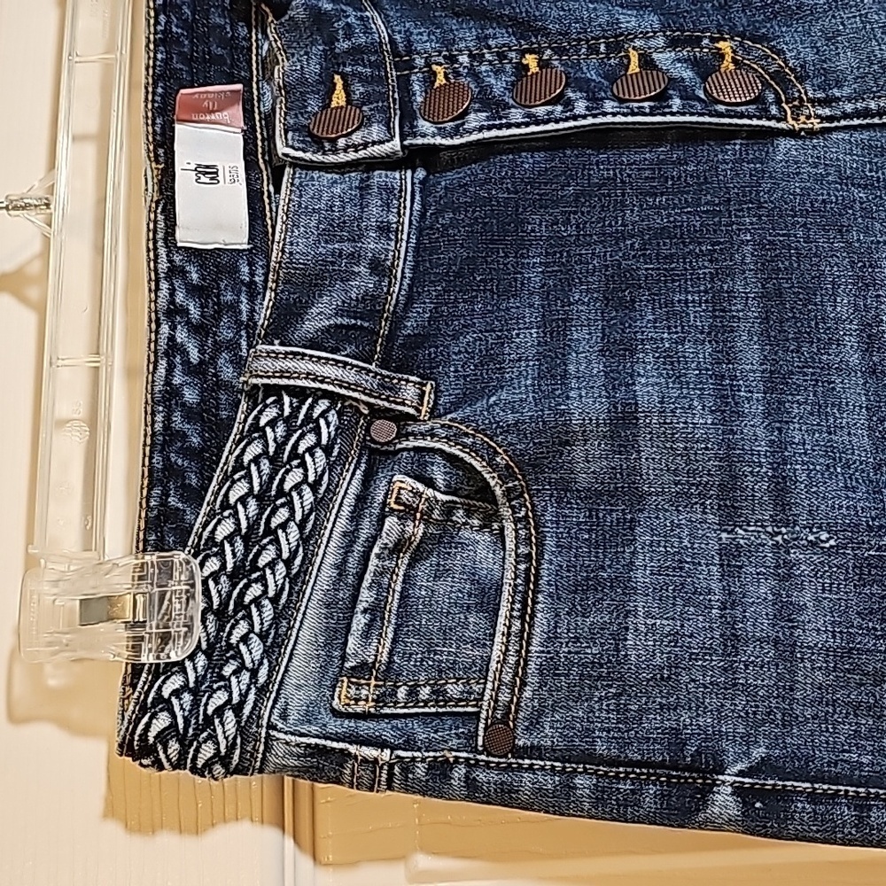 CABI Jeans Women's Button Fly High Rise Skinny BOHO Distressed Size 4 - Picture 2 of 9